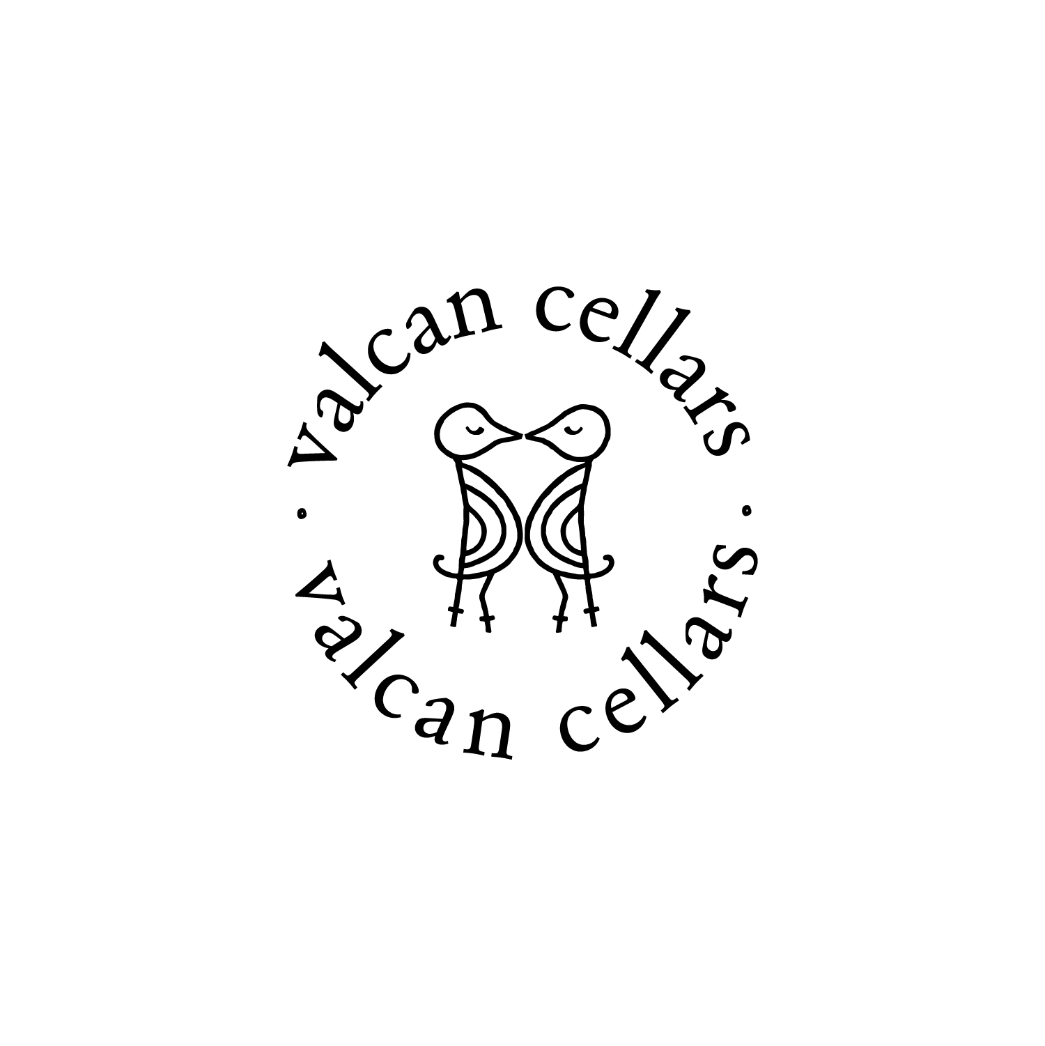 Valcan cellars logo Valcan cellars logo featuring kissing birds