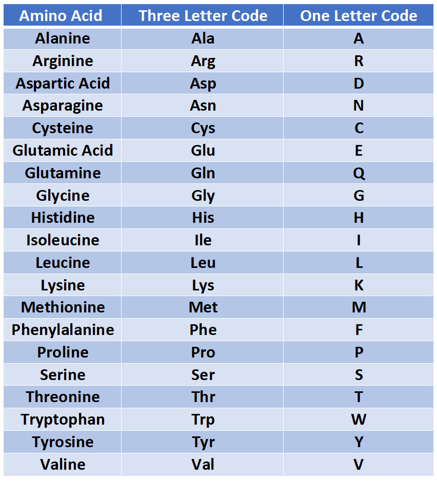 amino acid chart Amino acid structure chart