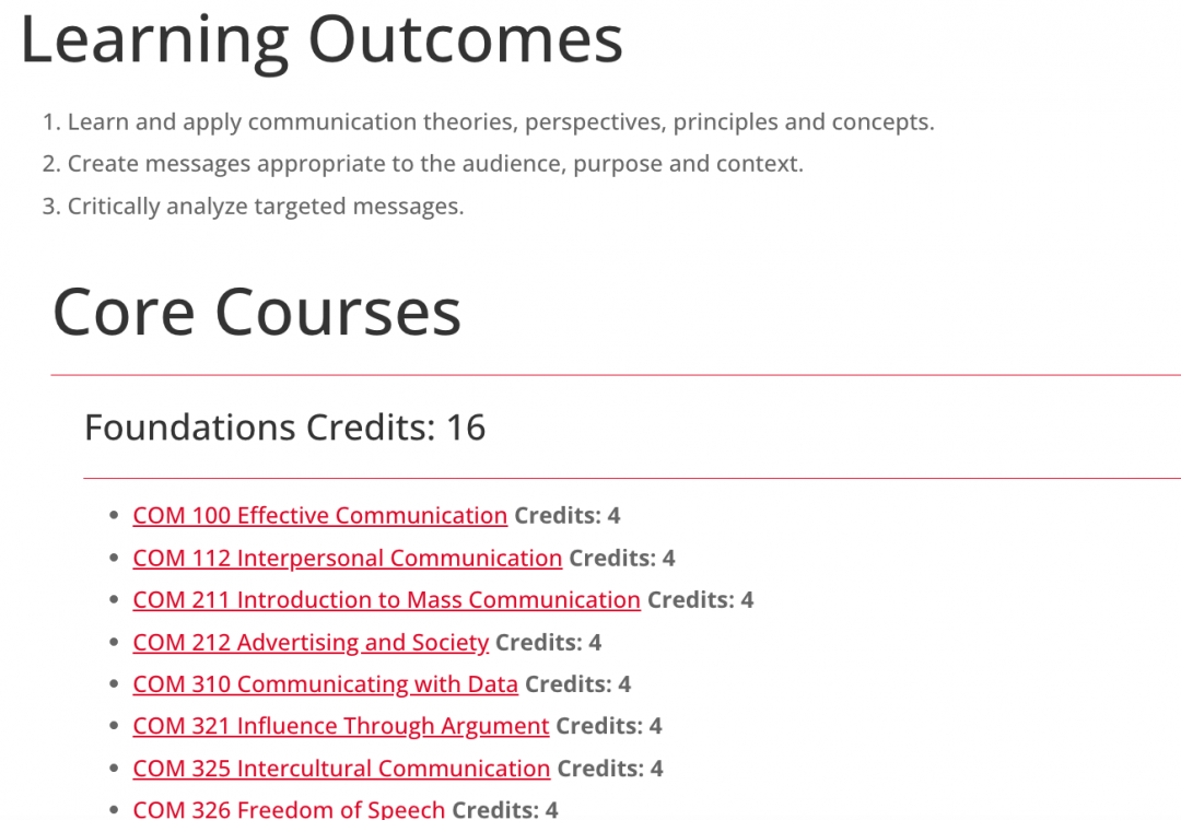 Courses & Schedules Communication