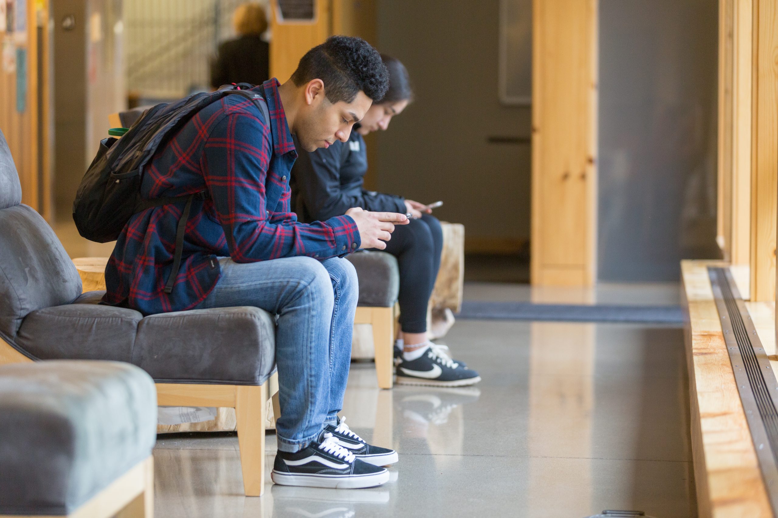 student on a chair