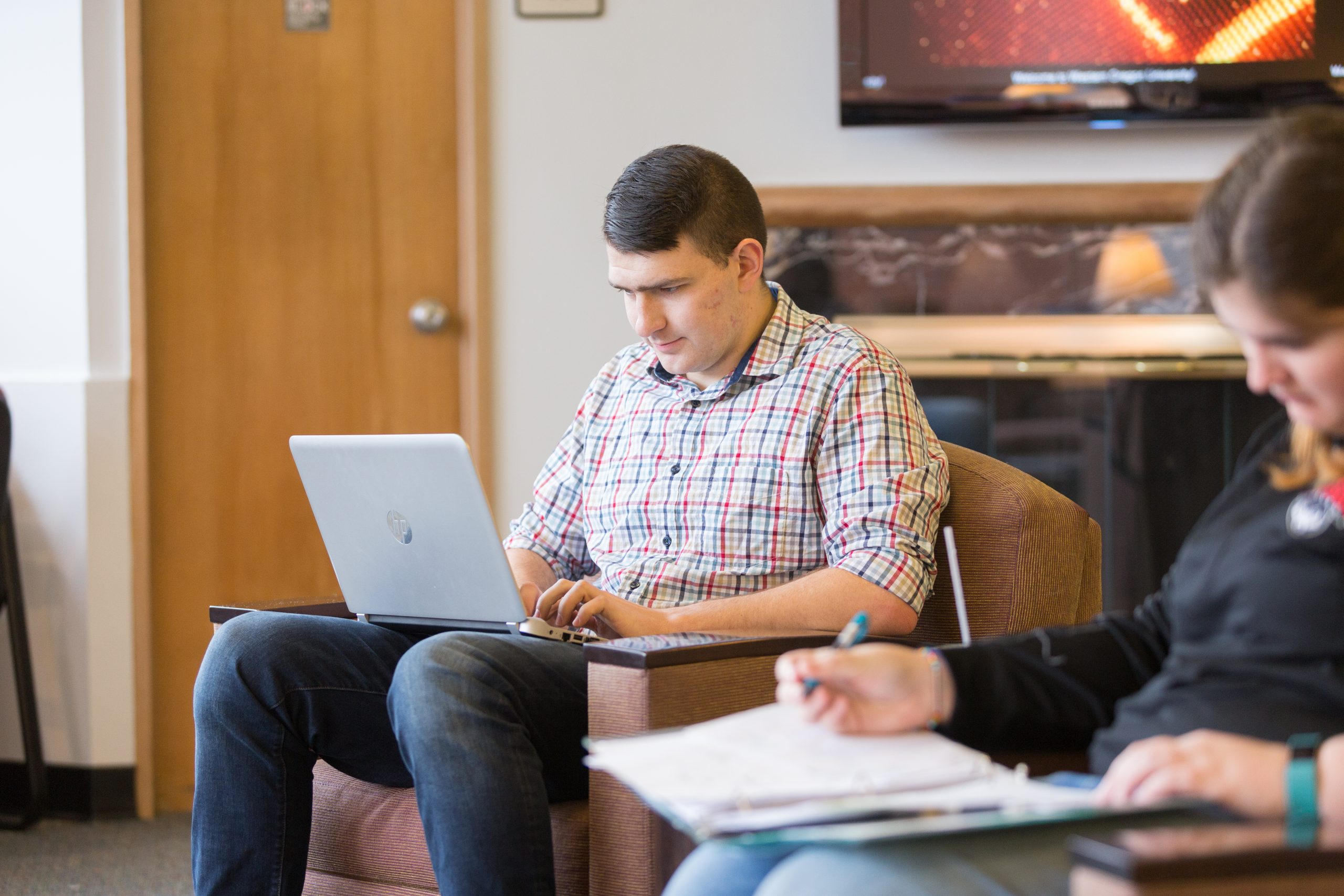 student on a computer