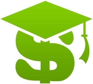 Dollar sign with grad cap on top of it