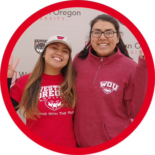 WOU student wearing red