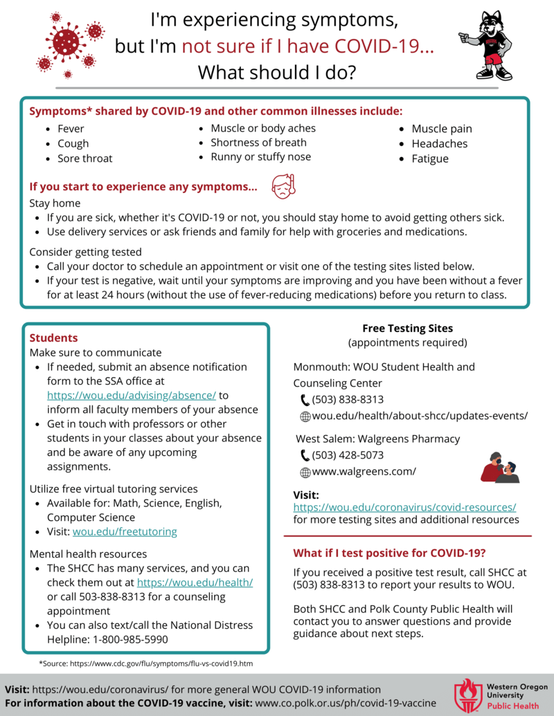 WOU Student If You’re Sick Handout (English & Spanish)
