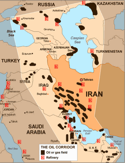 map of the middle eastern oil corridor