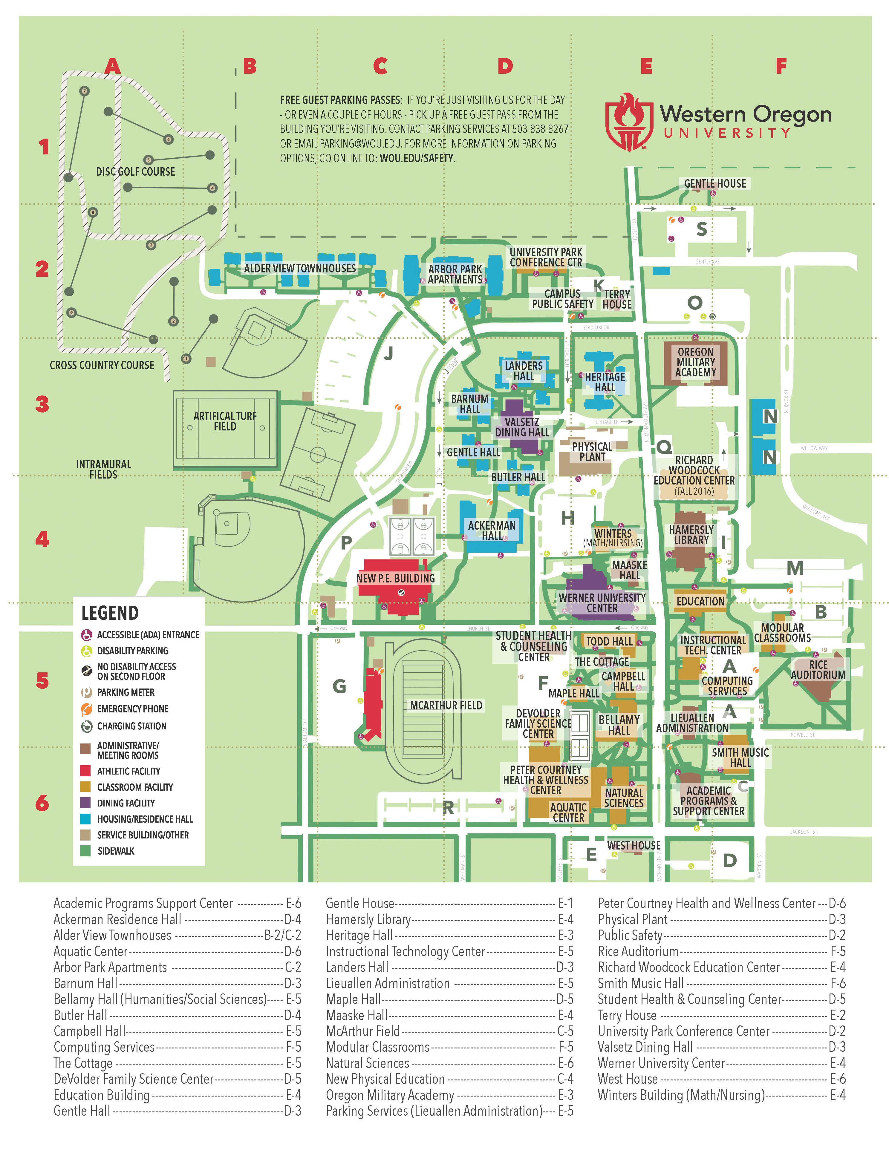 Western Oregon University Campus Map Overhead 1 