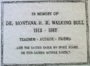 dr. montana walking bull memorial plaque