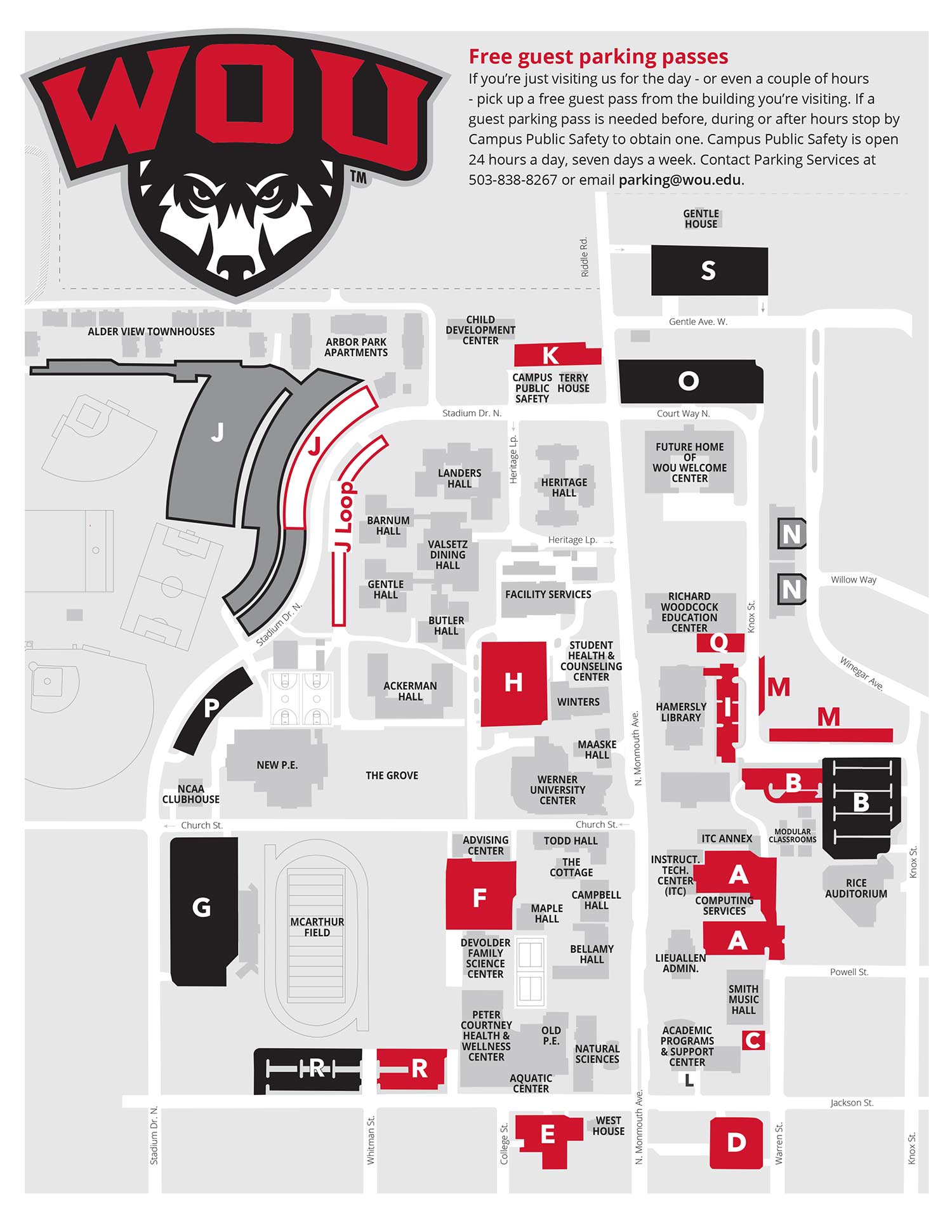 Western Oregon University Campus Map Parking Brochure – Campus Public Safety