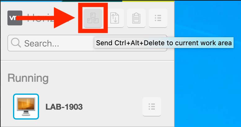 vmware horizon client ctrl alt delete mac