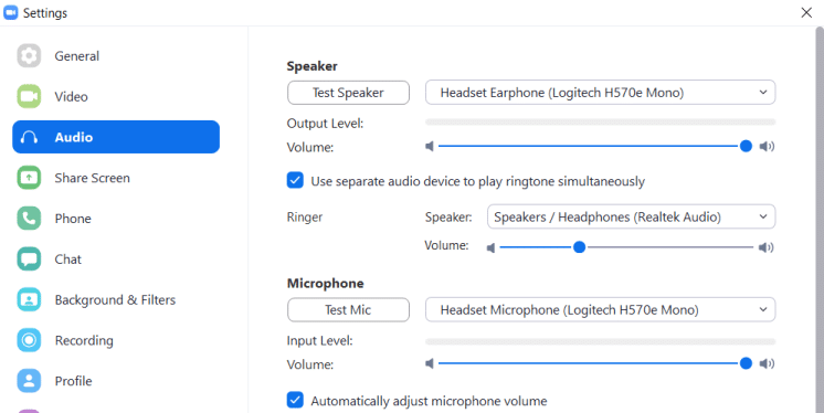 Zoom Phone audio settings