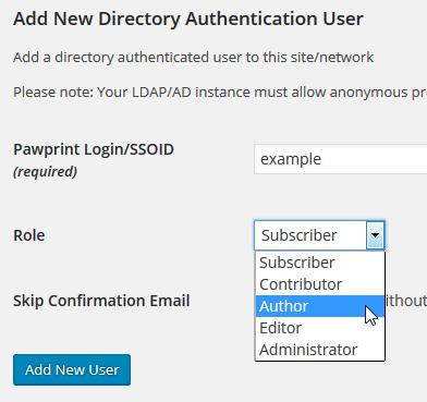 Add directory authenticated user form