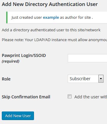Directory Authenticated user created