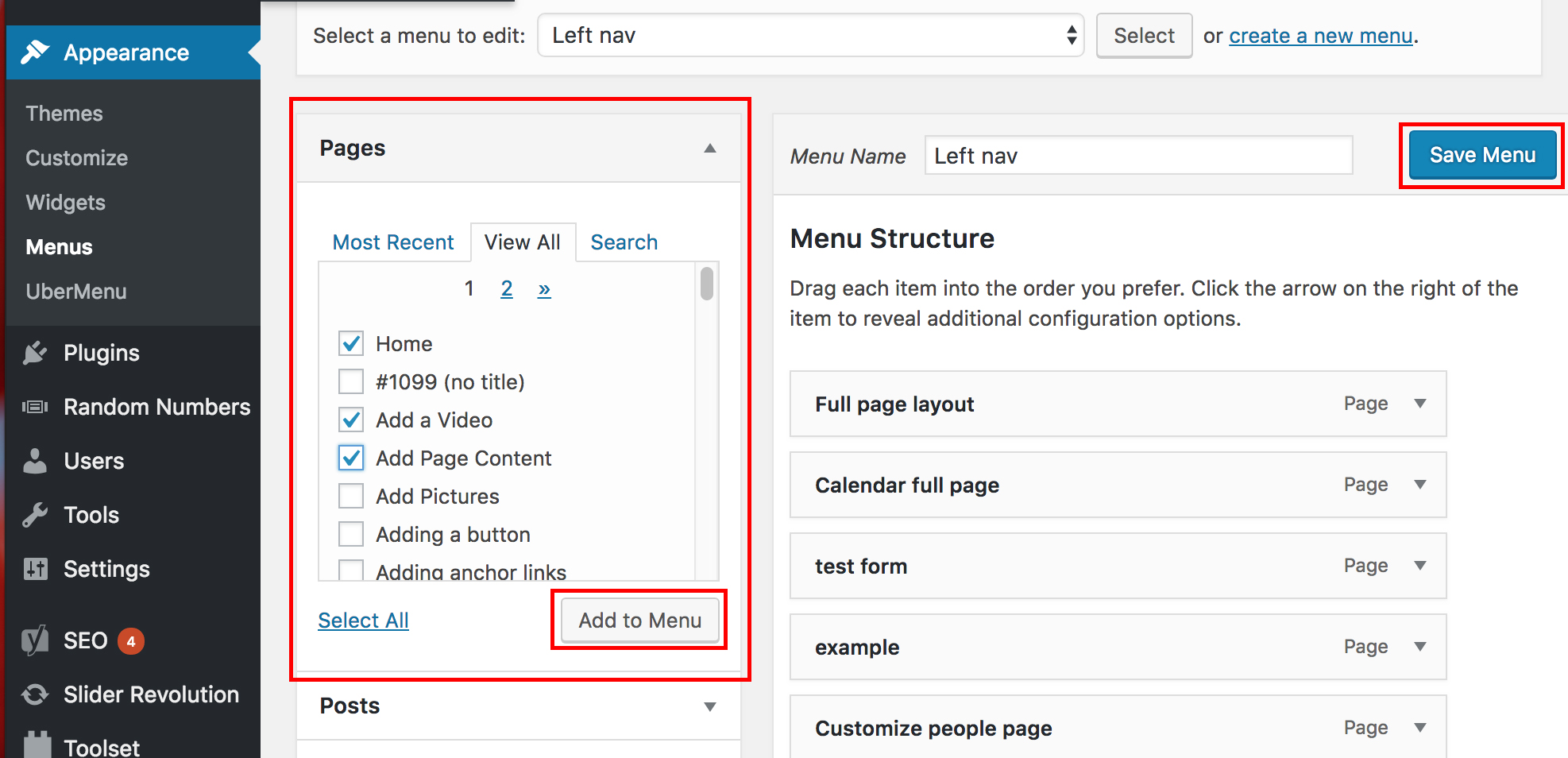 how to add new page to menu wordpress