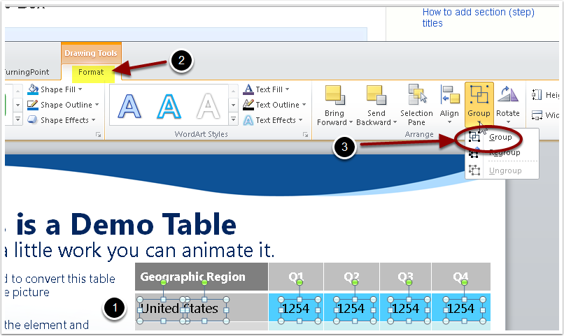 Step 4.  Preparing a row for animating