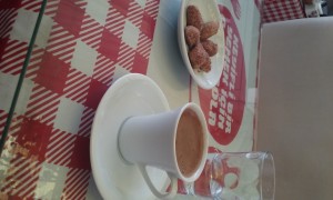 My first cup of Turkish coffee with cinnamon cookie treats -- delightful! (I cannot rotate!)