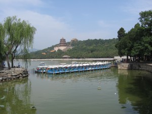 Summer Palace and the boats we eventually paddled around the lake on.