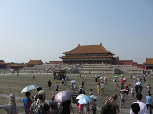 A big courtyard and building at Forbidden City.  