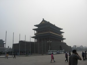 A huge building along the side of Tienanmen Square