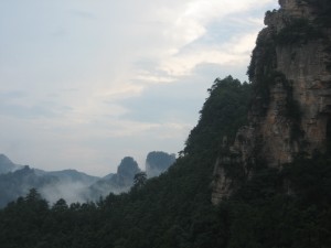 A view along a hike at Zhangjiajie as the fog is lifting after an afternoon thunderstorm.