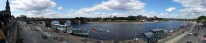 View from the defensive wall along the river Elbe, now a row of museums.
