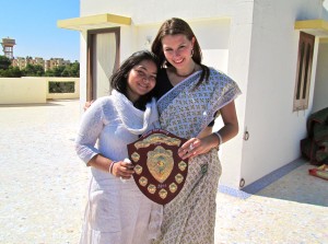 Akanksha and I with our trophy. The master behind the whole plan.