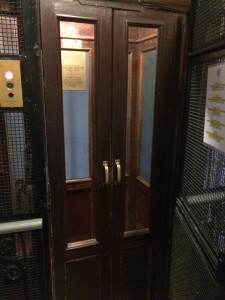 The actual elevator. Made out of wood. 
