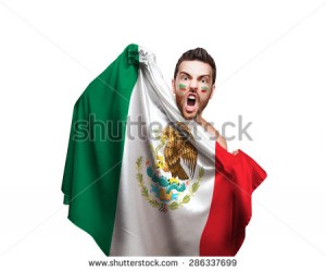 Soccer fan with Mexican flag